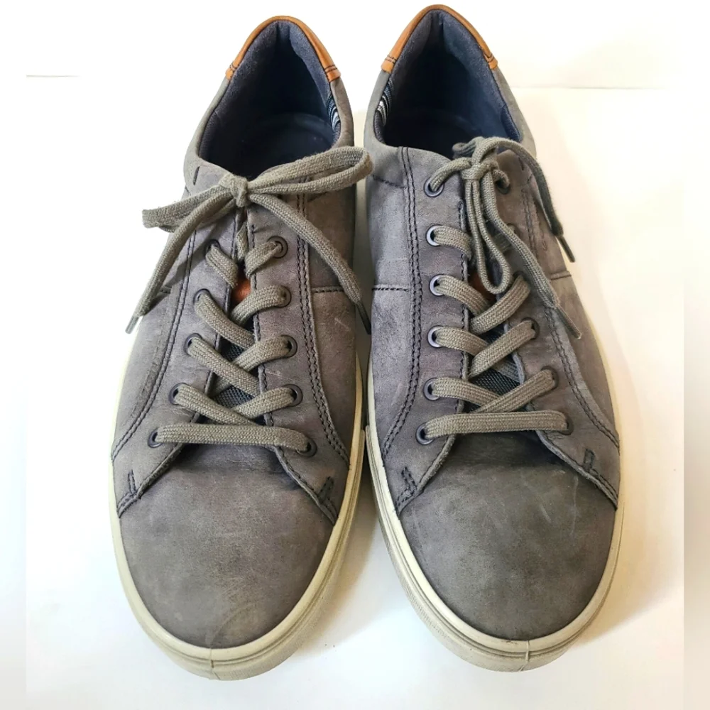 ECCO Leather Men's Soft 7 titanium gray sneakers size 12 - Picture 2 of 12